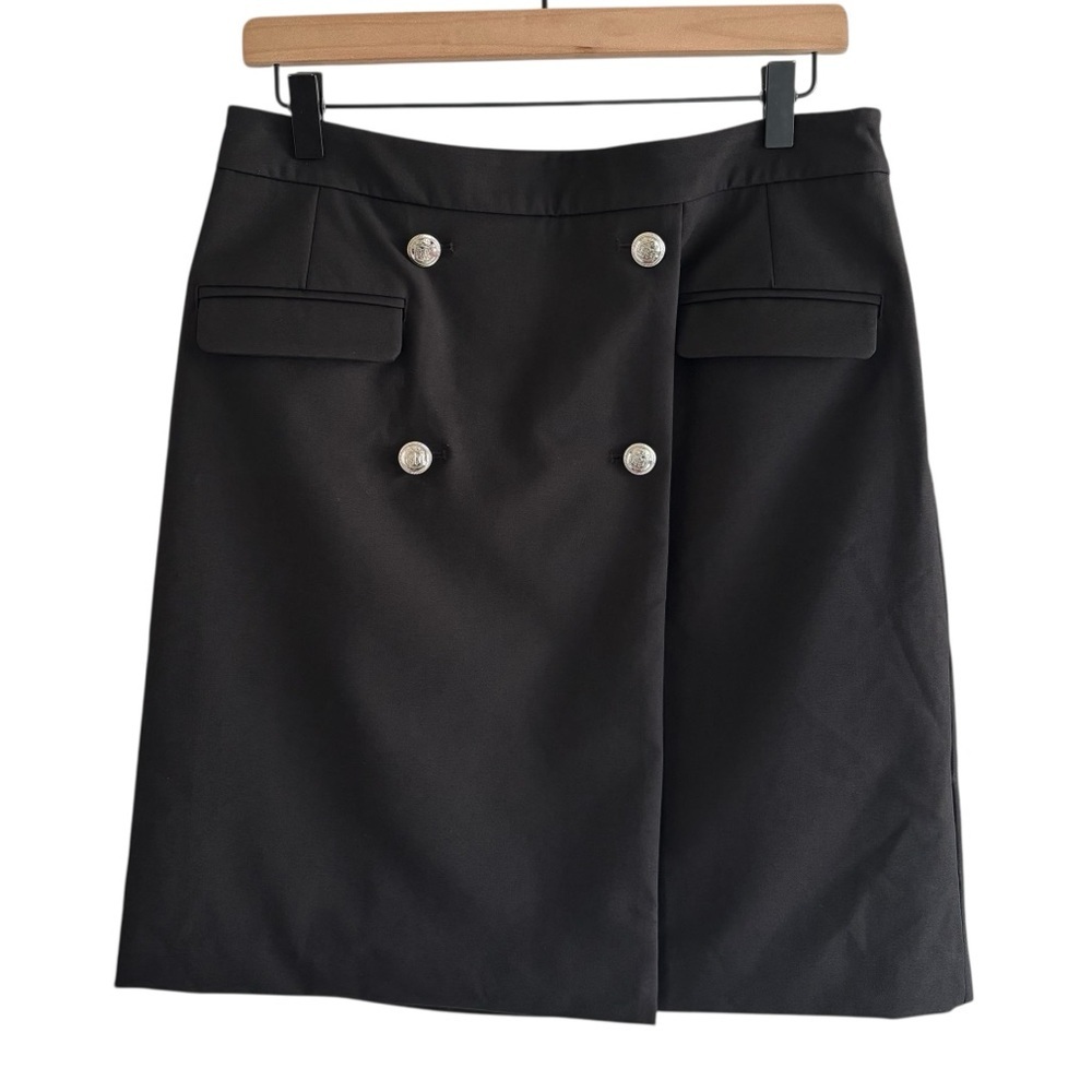 Talbots Faux Wrap Career Skirt Size 6 Black Classic Minimalist Workwear